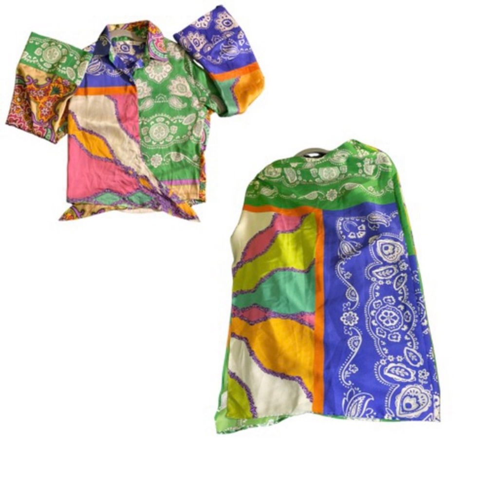 Zara Tied Patchwork Shirt and Skirt